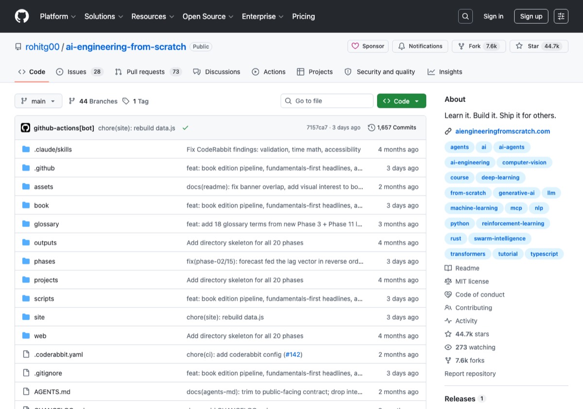 rohitg00/ai-engineering-from-scratch のGitHubリポジトリページ